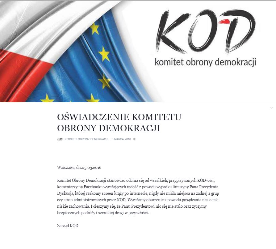 Kod Dementuje Informacje O Wpisach Nie Powsta Y Na Stronach